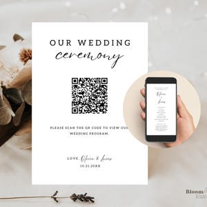 Digitales Hochzeitsprogramm und Qr Code, Hochzeitsprogramm Vorlage mit Qr Code, Hochzeitsprogramme und Qr Codes, Hochzeitsprogramm, Qr Code Hochzeitsprogramm, BW13