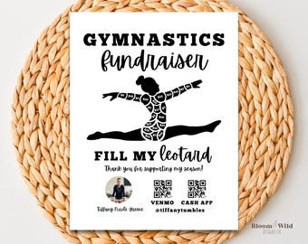 Füllen Sie meine Trikot-Spendenaktion, Gymnastiksponsor meine Saison, Farbe My Leo Canva, Spendenformular Turnerin, bearbeitbar füllen Sie meine Uniformform