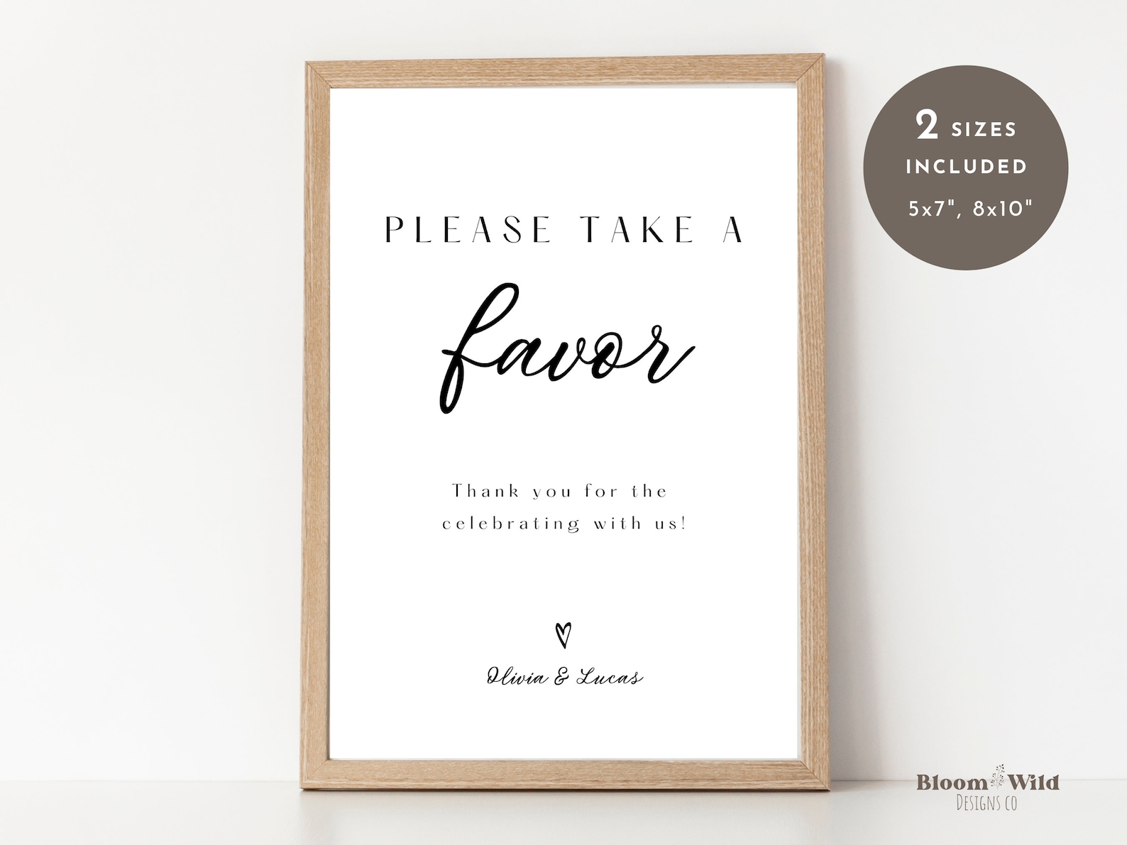 Favors Please Take One Sign Canva, Wedding Favor Sign Template ...