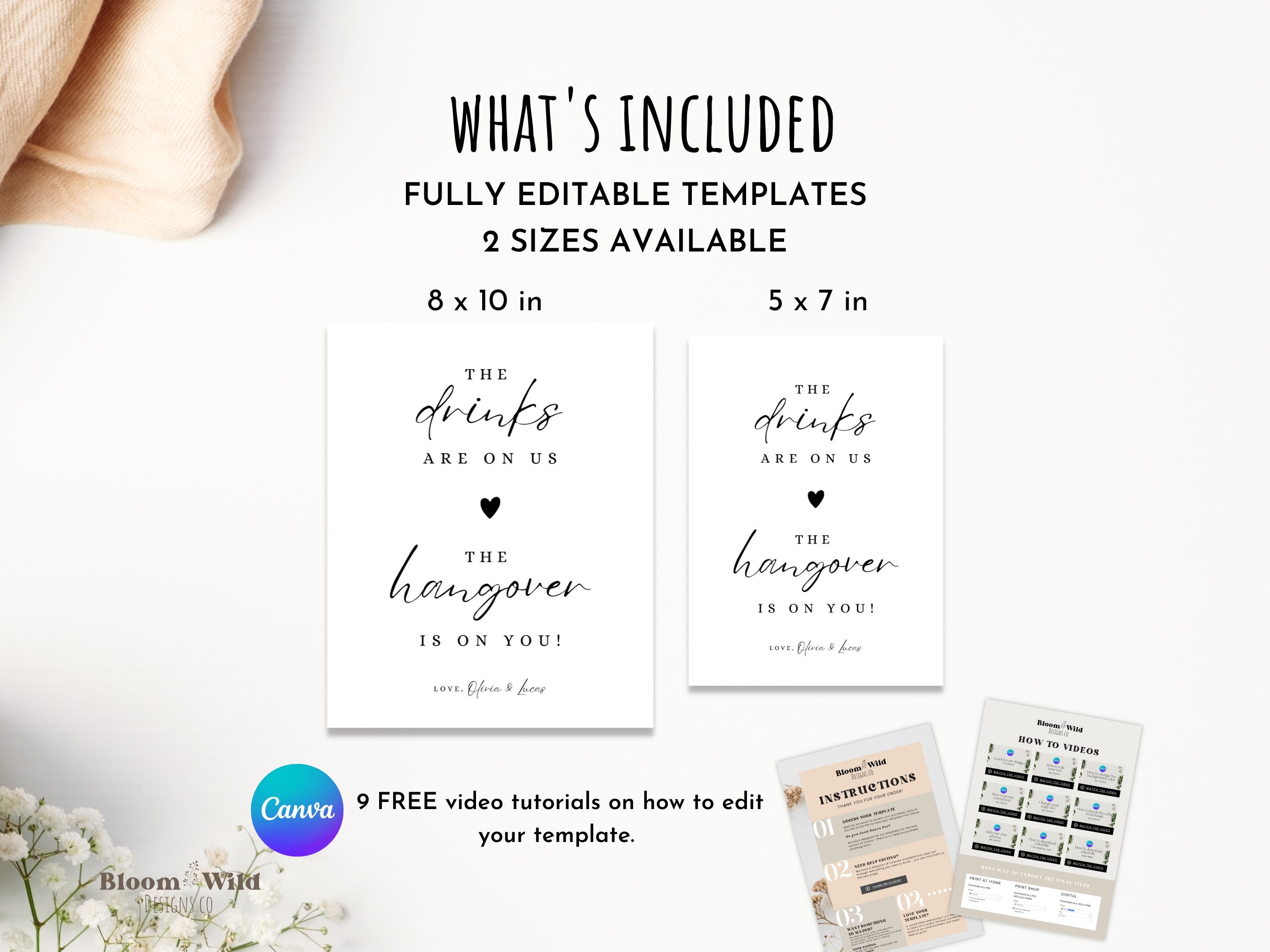 The Drinks Are on Us the Hangover is on You Sign, Wedding Bar Signage ...