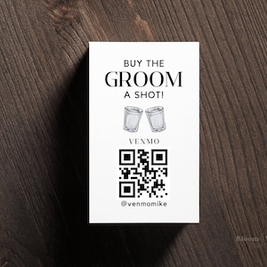 Compre al novio una plantilla de bebida, tarjeta Venmo de soltero, compre al novio un código QR de trago, boleto de aplicación en efectivo editable, escaneo digital de bebidas de soltero