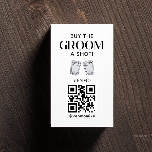 Buy the Groom a Drink Template, Bachelor Venmo Card, Buy the Groom a Shot QR Code, Cash App Ticket Editable, Digital Bachelor Drink Scan