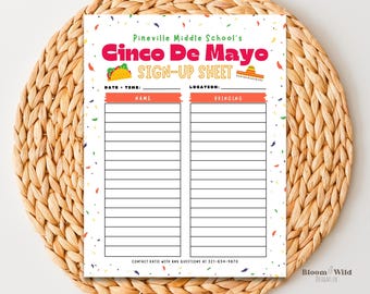 Cinco De Mayo Potluck, Potluck Sign Up Edit, Potluck Für Cinco De Mayo Tacos, Potluck Sign Up Form für die Arbeit, Potluck Sign Up Canva Vorlage