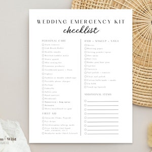 Bridal Emergency Kit Checklist