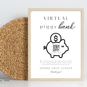 Código QR del Fondo Futuro, Hucha Venmo, Signo de Fondo Futuro de Baby Shower Moderno Imprimible, Plantilla de Registro de Regalos de Baby Shower, Hucha Virtual