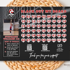 Modèles de collecte de fonds Volley-ball, Black Out My Board modifiables, Flyer Volley-ball, Modèle de volley-ball personnalisé Canva