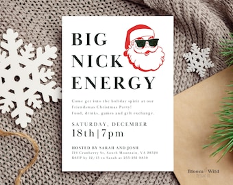 Friendsmas Christmas Party Invitation, Big Nick Energy Evite Download, Funny Christmas Canva Template, Ugly Sweater Friendsmas Xmas Dinner