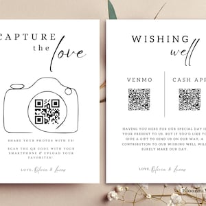 Erfassen Sie die Liebe Qr-Code-Hochzeitskarte und wünschen gut mit Qr-Code-Zeichen-Mini-Bundle, Honeymoon Fund Venmo, QR-Code für Photo Sharing, BW13