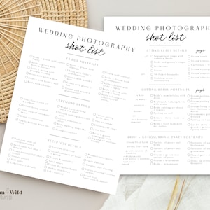 Wedding Photography Checklist Template, Photographer Shot List Canva, Printable Wedding Photo Checklist, Digital Wedding Day Shot List, BW10