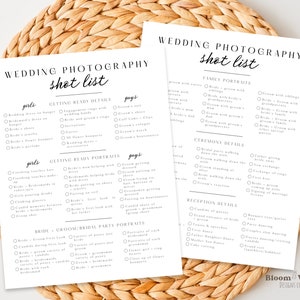 Wedding Photography Checklist Template, Photographer Shot List Canva ...