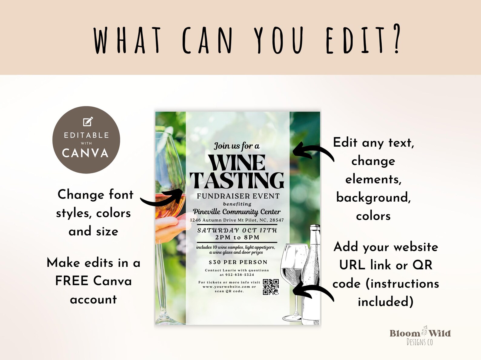 Wine Tasting Canva, Wine Tasting Fundraiser, Silent Auction Flyer ...