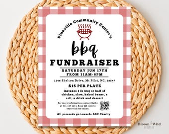 Bbq Fundraiser Flyer, Bbq Fundraiser Vorlage, Fundraiser in der Schulkirche, Fundraiser einladen Canva Vorlage, Barbeque Fundraiser