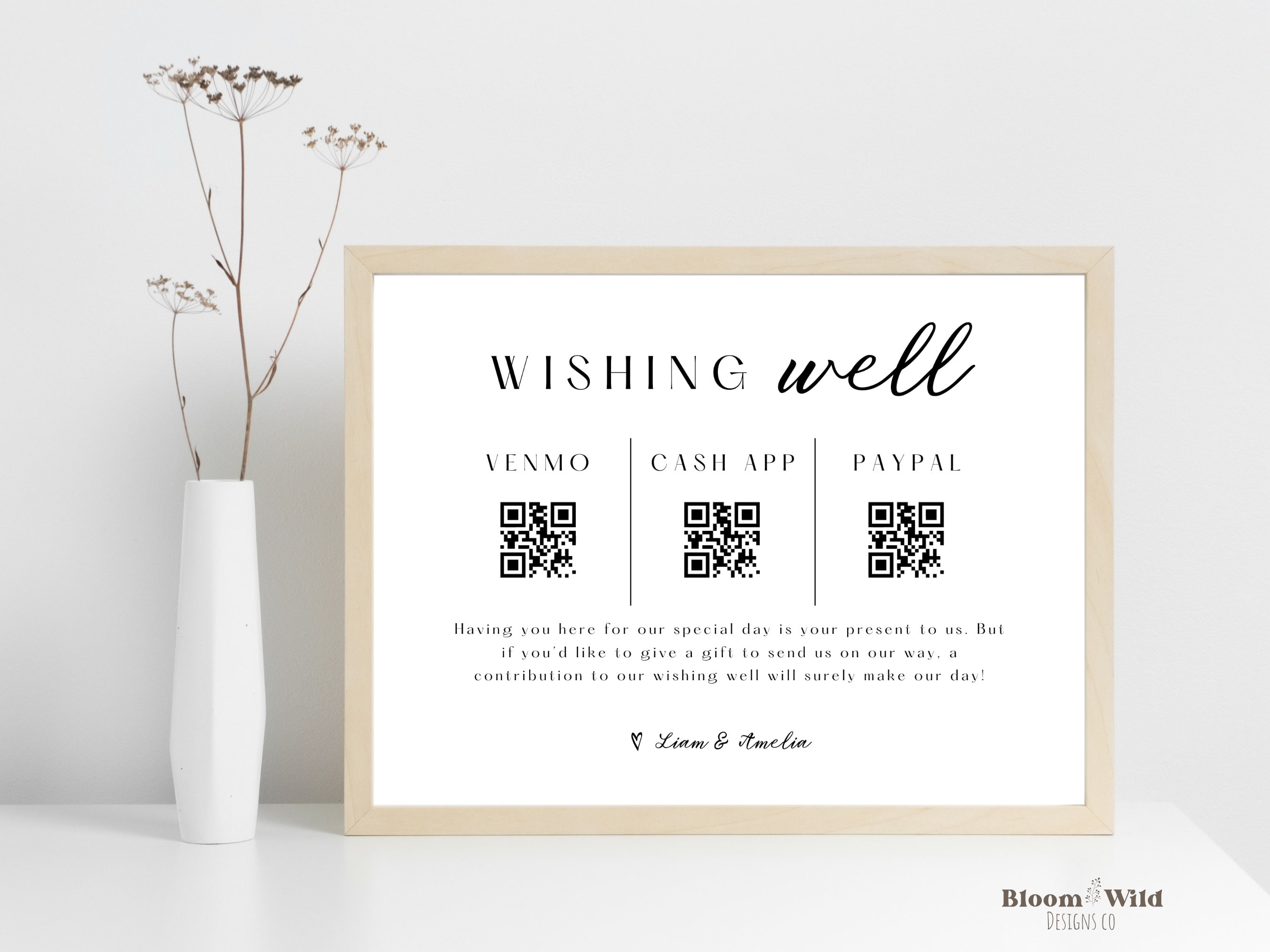 Registry Sign Wishing Well Wedding QR Sign Canva Wedding Registry Honeymoon - Etsy