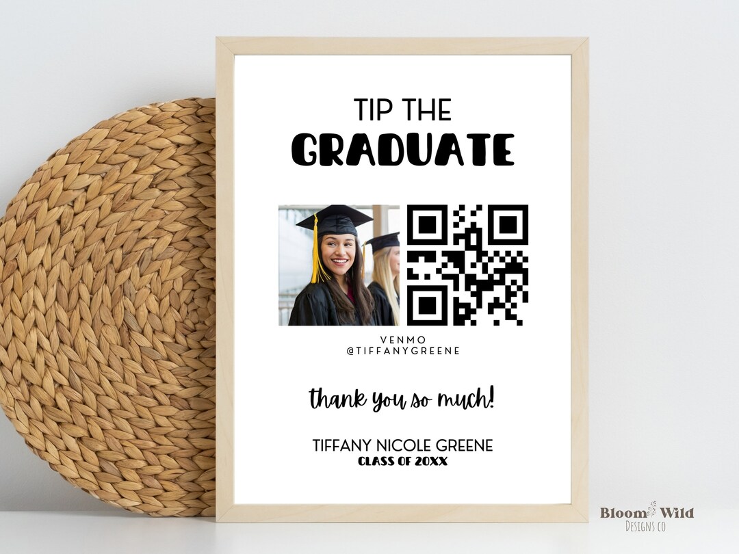 Qr Code for Grad Party, Venmo Qr Code Sign Graduation, College Fund QR ...