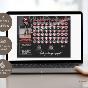 Fundraiser-Vorlagen Vollball, Black Out My Board Fundraiser bearbeitbar, füllen meinen Volleyball-Flyer, personalisierte Volleyball-Vorlage Canva Bild 4