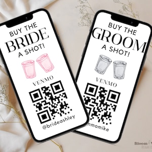 Buy The Bride A Drink Venmo Template, Buy the Groom a Shot Venmo, Digital Bach Party Drink QR Code Story, Cash App Ticket Editable Canva