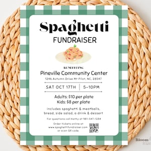 Spaghetti Abendessen Spendenaktion Flyer, Spaghetti Abendessen Flyer Vorlage, Pasta PTA PTO Schulkirche Wohltätigkeitsveranstaltung, Spaghetti Abendessen einladen Canva