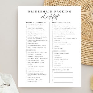 Bridesmaid Wedding Packing Checklist, Maid of Honor Packing List ...
