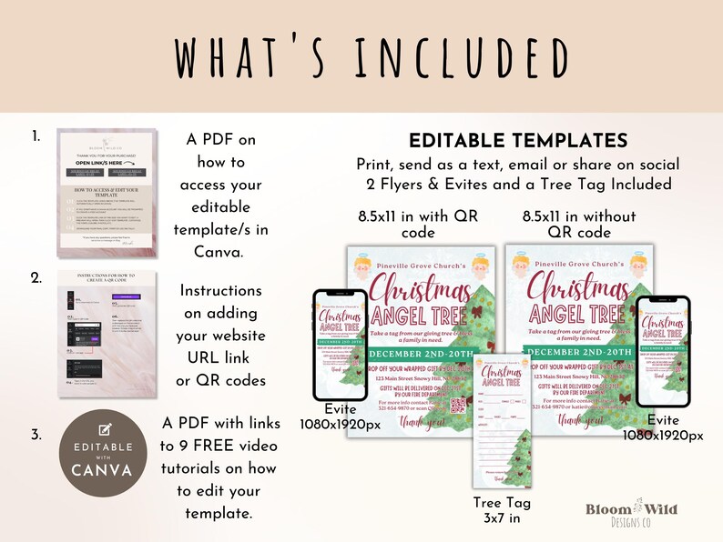Christmas Angel Tree Flyer and Angel Tree Giving Tags Bundle, Giving ...