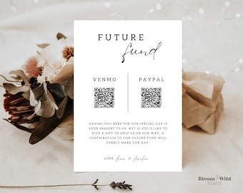 Future Fund 2 QR Codes, Honeymoon Fund With Qr Codes, Saving for Future Venmo Template, Wedding Wishing Well QR Canva, New Home Fund, BW13