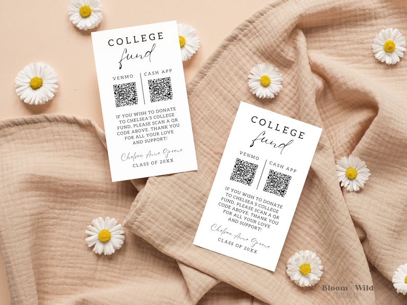 Insert Card Graduation, Graduation 2 QR Codes Insert, College Fund ...