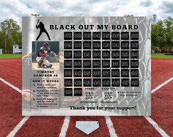 Baseball Fundraiser Vorlage, Baseball Team Fundraiser, Blackout My Board Baseball Canva Vorlage, All Stars Baseball Team Fundraiser QR