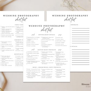 Descarga de lista de tomas del día de la boda, plantilla de lista de verificación de fotografía de boda, organizador de fotos de boda editable, lista de tomas de fotógrafo Canva, BW13