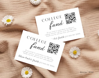Graduation Party Invitation Insert Card with QR Code, Graduation QR Code, College Fund Venmo Enclosure, Tip The Graduate Canva Template