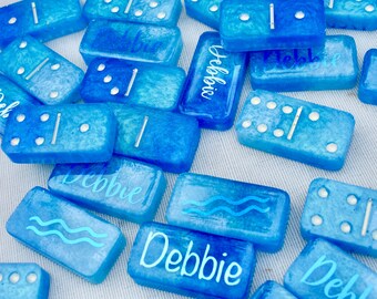 Personalized Domino Gift Set • Custom Dominoes Set • Made-to-Order Dominoes • Gift for Her • Double Six Dominos • Resin Dominoes • She Shed