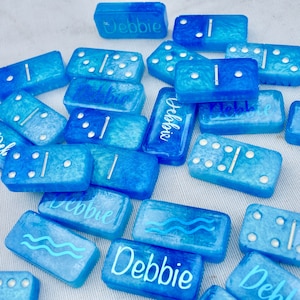 Personalized Domino Gift Set • Custom Dominoes Set • Made-to-Order Dominoes • Gift for Her • Double Six Dominos • Resin Dominoes • She Shed