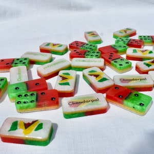 Guyana Flag Dominoes • Personalized Domino Set • Custom Dominoes • Dominoes for Her Him • Domino Birthday Gift • Custom Dominoes Game