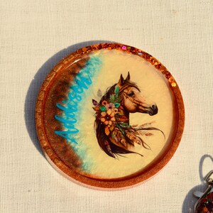 Personalized Horse Lover Gift, Horse Rider Coaster, Gift for Her, Single Horse Coaster, Horse Stocking Stuffer, Coaster Keychain Bookmark