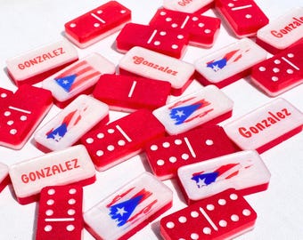 Personalized Puerto Rican Dominoes, Birthday Gift, Custom PR Dominoes, Made-to-Order Dominoes, Gift for Him, Father's Day Dominoes Gift