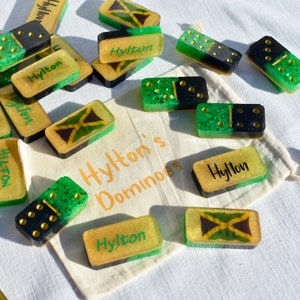 Jamaican Domino Set, Personalized Jamaican Dominoes, Double 6 Dominoes, Birthday Dominoes, Jamaican Gifts for Him Her, Father’s Mother’s Day