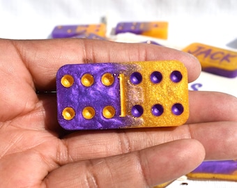 Purple & Gold Domino Gift Set, Custom Dominoes Set,  Double Six 28 Dominos, Personalized Dominoes, Frat Holiday Gift, Father's Day Gift
