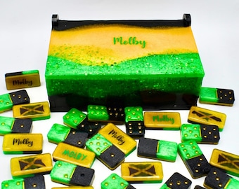 Jamaican Domino Set, Personalized Jamaican Dominoes, Double 6 Dominoes, Birthday Dominoes, Jamaican Gifts for Him Her, Father’s Day Gift