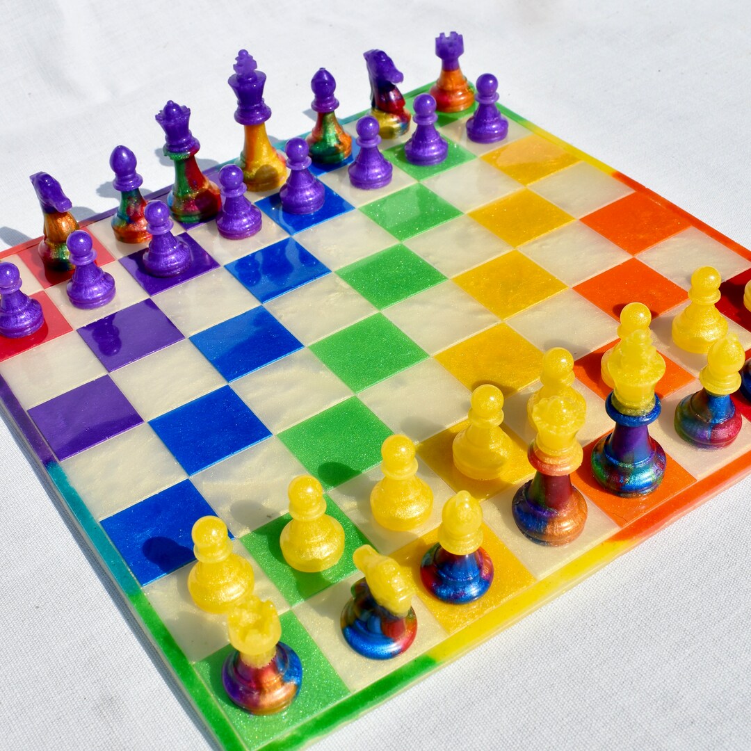 Rainbow Chess Set LGBTQ Chess Set Pride Month Chess Game Custom Rainbow