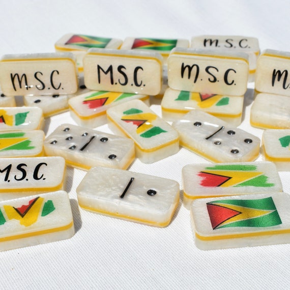 Guyana Flag Dominoes, Personalized Caribbean Gift for Him, Gift for Her, Custom Domino Set,