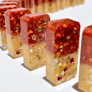 Autumn Dominoes Set • Double Six 28 Dominos • Resin Dominoes • Made-to-Order Dominoes • Birthday Dominoes Set • Dominoes Gift