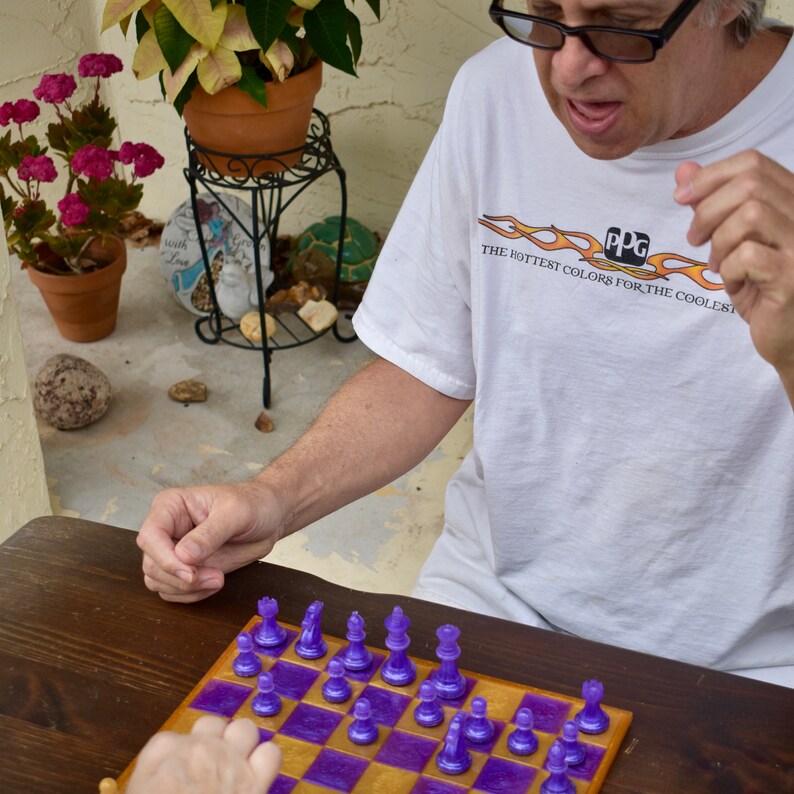 Custom Purple & Gold Chess/checker Board Game Set - Etsy