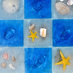 Beach Themed Chess-Checkers Gift, Ocean Chess-Checkers Set, Seashell Resin Chess Game (full set), Custom Chess Set, Traditional Chess Set