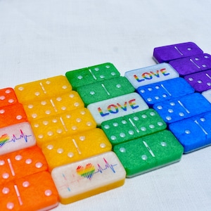 Rainbow Dominoes • Pride Month Dominoes • LGBTQ+ Domino Set • Personalized Dominoes• LGBTQ Gift • Gay Pride Dominoes • Celebrate Pride