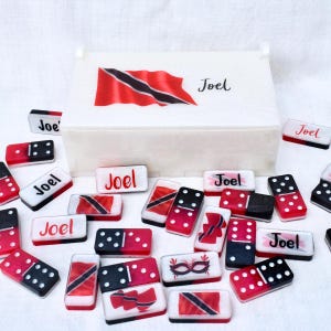 Trini Dominoes • Trinidadian Flag Dominos • Birthday Gift • Trinidad Tobago Dominoes • Trini Flag Dominos • Personalized Dominoes • Trinidad