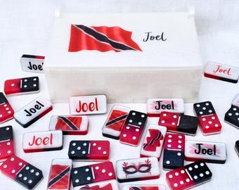 Trini Dominoes, Trinidadian Flag Dominos, Birthday Gift, Father's Day Gift, Trinidad Tobago Dominoes, Personalized Dominoes Gift
