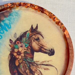 Personalized Horse Lover Gift, Horse Rider Coaster, Gift for Her, Single Horse Coaster, Horse Stocking Stuffer, Coaster Keychain Bookmark