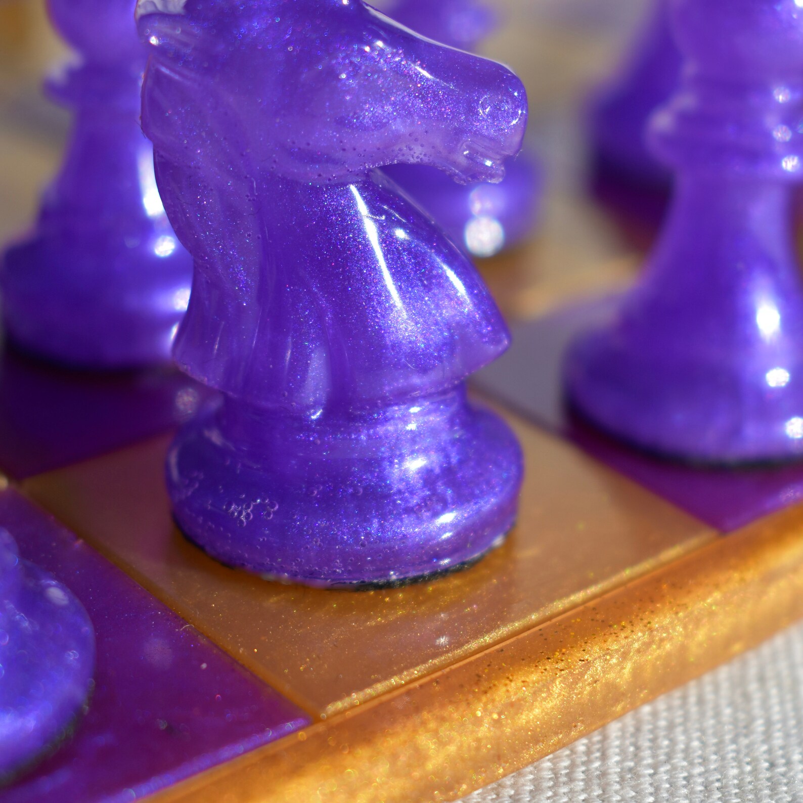 Custom Purple & Gold Chess/checker Board Game Set - Etsy
