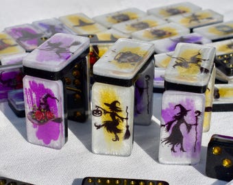 Dominoes Witch Lover, Personalized Gift for Friend Gothic, Double 12 Witchy Gift, Dominoes B-day Gift for Goth Girl Game Night