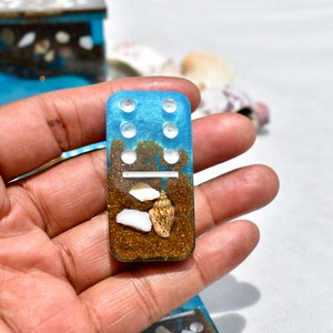 Beach Themed Dominoes Gift  • Ocean Dominoes • Custom Dominoes • Tropical Dominoes Set • Double Six 28 Dominos • Resin Dominoes