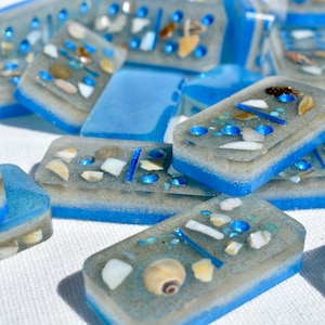 Seashell Dominoes • Beach Themed Domino Set • Beach Lover Gift • Ocean Dominoes Set • Tropical Dominoes Set • Double Six 28 Dominos