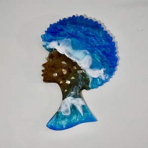 Beach Themed Afro Lady Wall Art • Home/Office Décor • Resin Wall Art •  Afro Diva Wall Clock • Office Décor